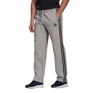 Men’s essential ADIDAS pants. Heather Grey/ black stripes. Two pocket. NWT. TALL